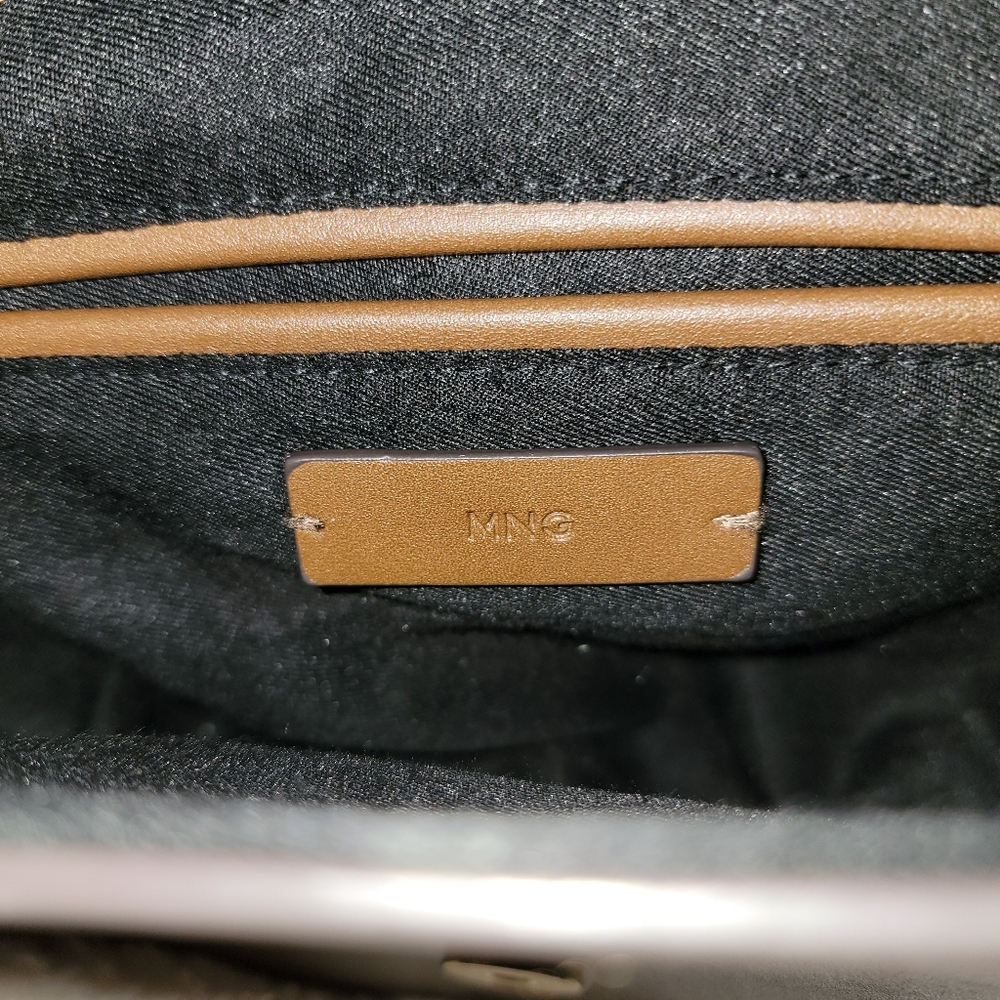 Mango MNG Brown Suede & Leather Crossbody Bag with Gold Buckle - Picture 4 of 10